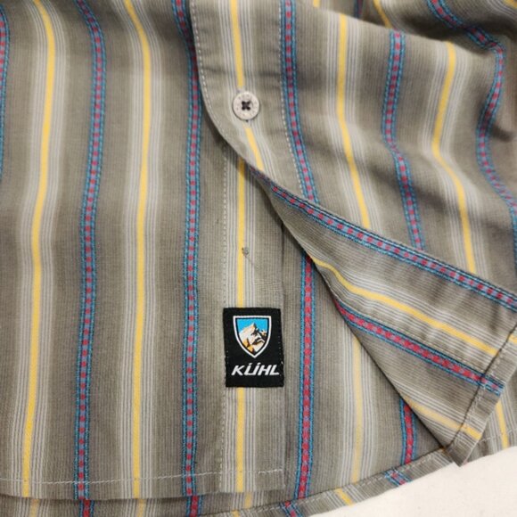 Kuhl Shirt Mens Large Gray Striped Short Sleeve Casual Hiking Outdoor Walking - Picture 6 of 10